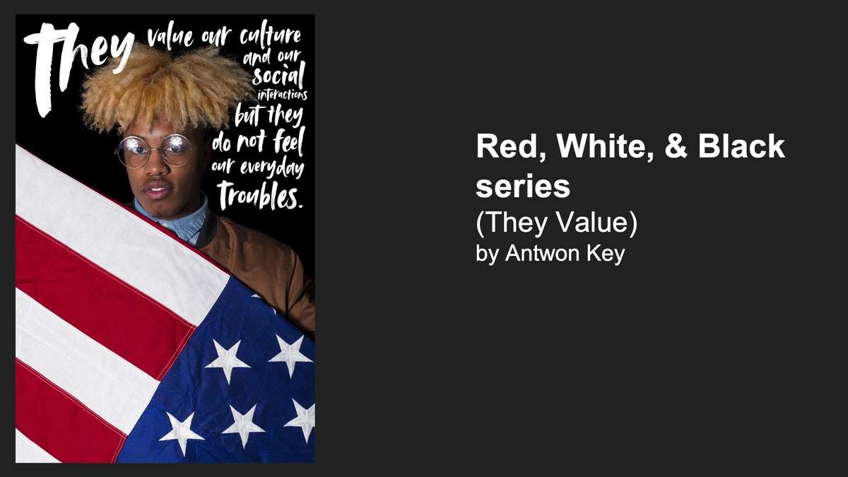 Minnesota Black Fine Art Virtual Show Slide 11- Red, White, & Black series (They Value) by Antwon Key