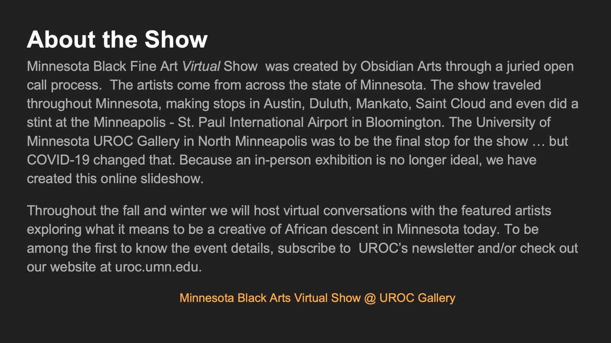Minnesota Black Fine Art Virtual Show Slide 3- About the Show